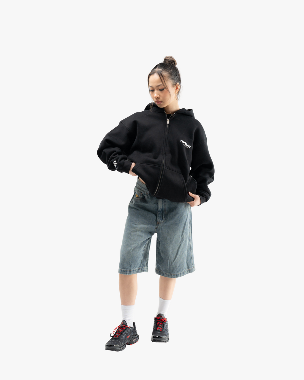 Signature Zip Up Hoodie Black