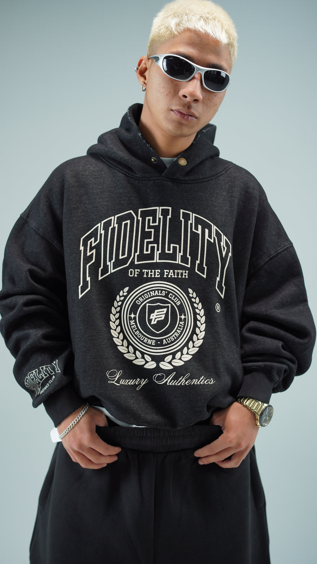 ORIGINALS' CLUB GRAPHIC BOXY HOODIE - WASHED BLACK