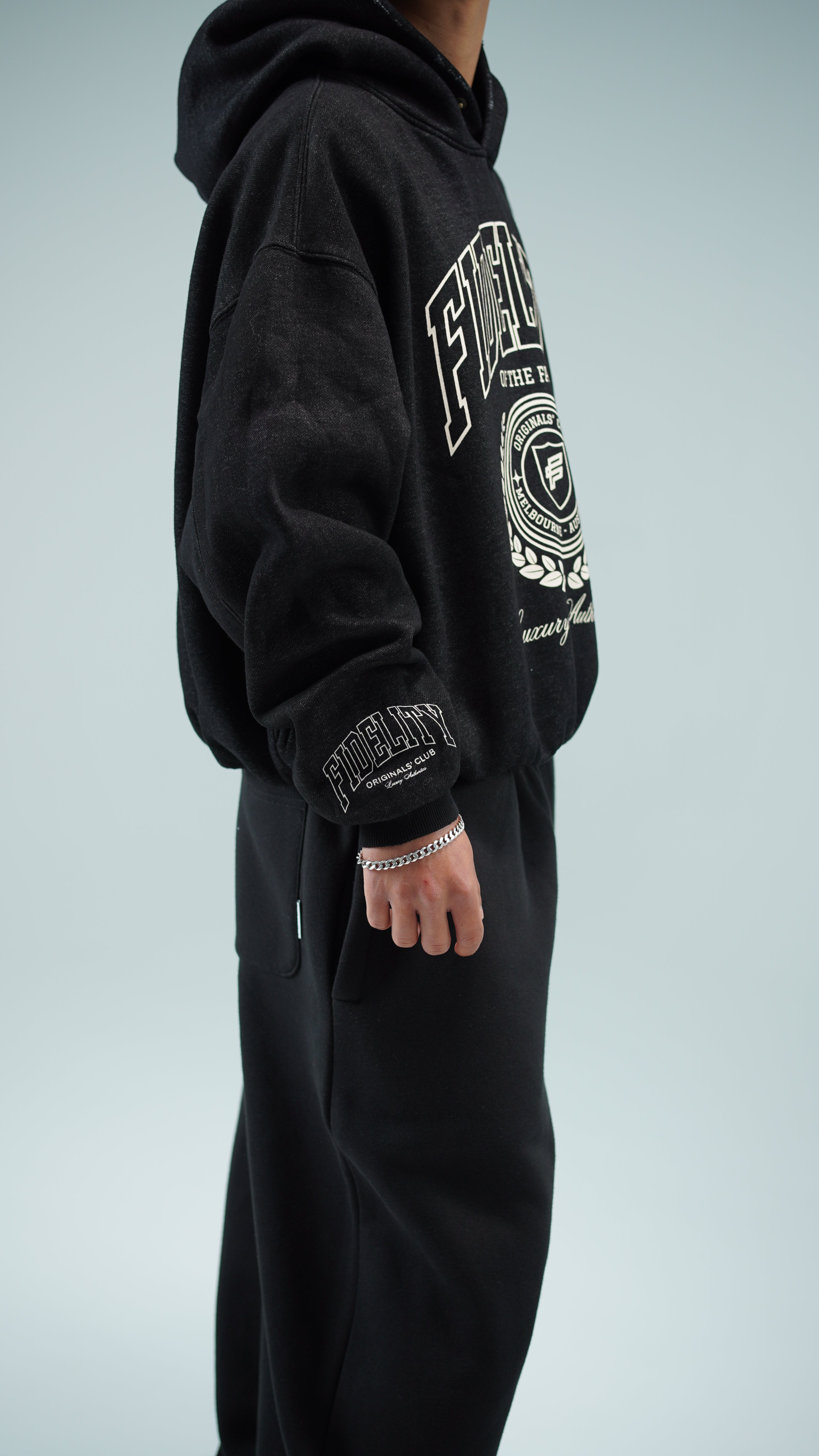 ORIGINALS' CLUB GRAPHIC BOXY HOODIE - WASHED BLACK
