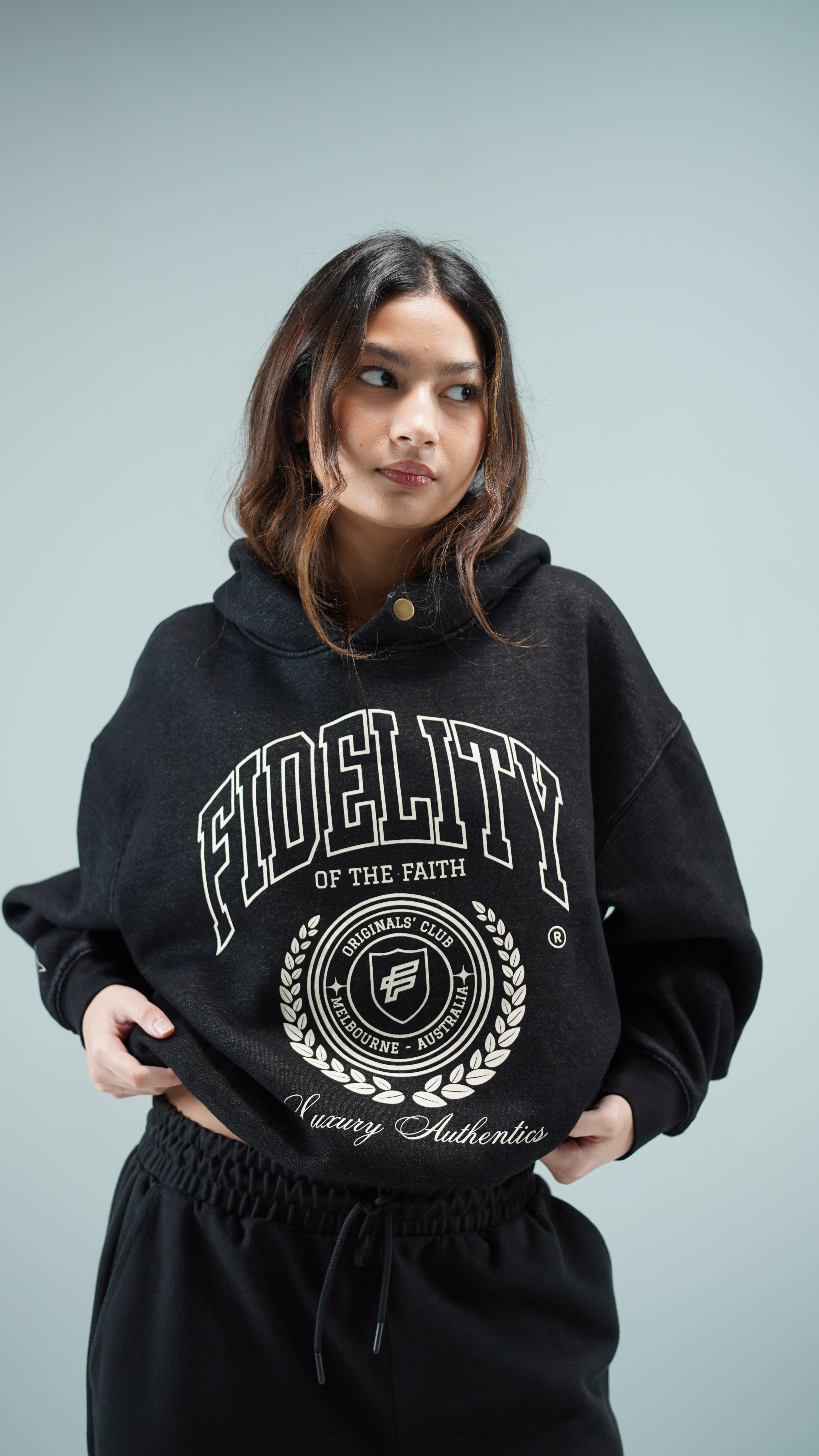ORIGINALS' CLUB GRAPHIC BOXY HOODIE - WASHED BLACK